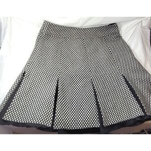 Sunny Leigh A-Line Flare Polka Dot Tweed Skirt - Black/White - Size 12